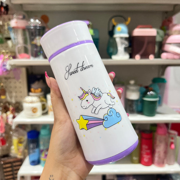Cute Unicorn Print Glass Bottle