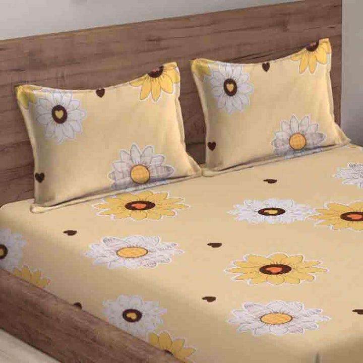 Double Bed King Size Elastic Fitted Premium BedSheet with 2 Pillow Covers