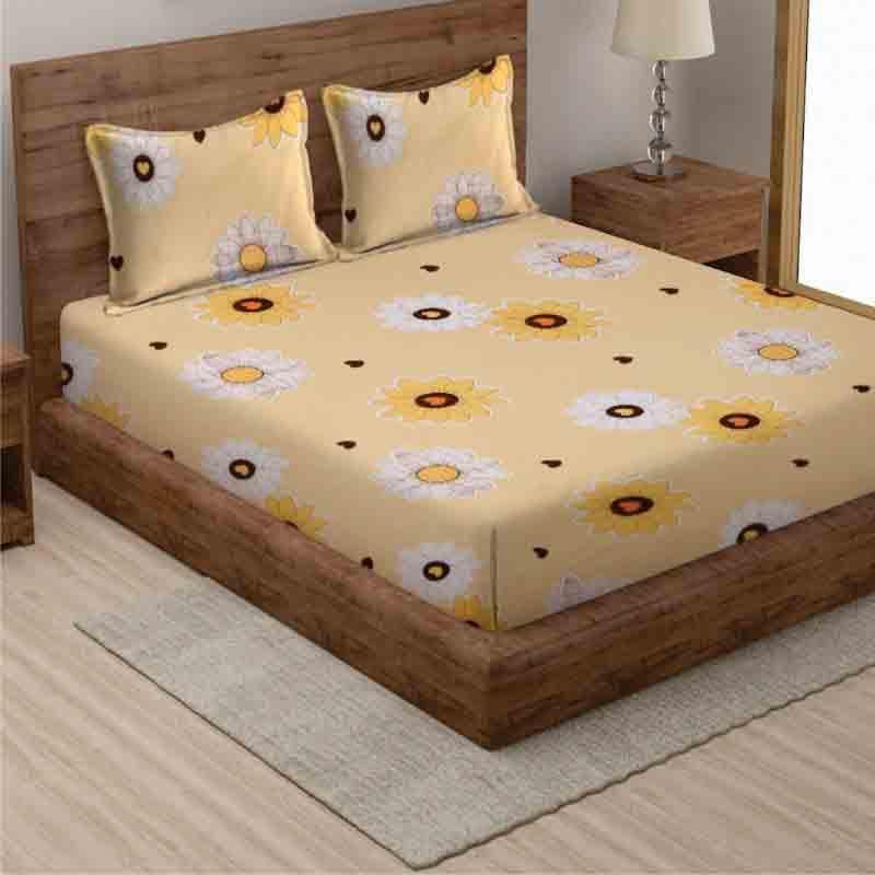 Double Bed King Size Elastic Fitted Premium BedSheet with 2 Pillow Covers