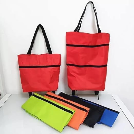 2-in-1 Folding Shopping Trolley Bag with Wheels