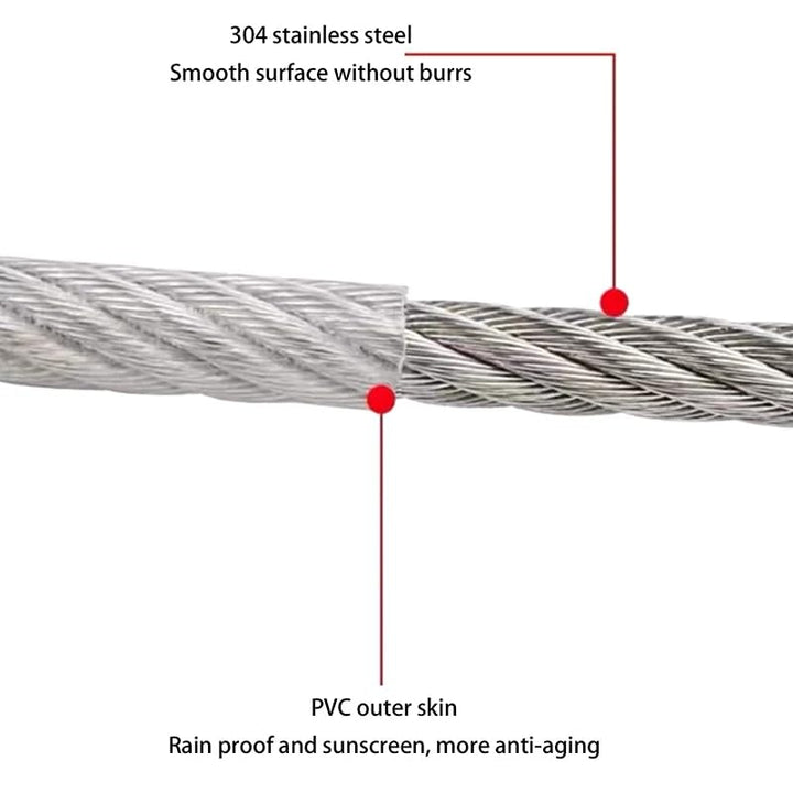 Stainless Steel PVC Coated Clothesline Rope with Locking Hooks