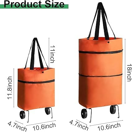 2-in-1 Folding Shopping Trolley Bag with Wheels