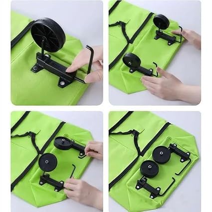 2-in-1 Folding Shopping Trolley Bag with Wheels