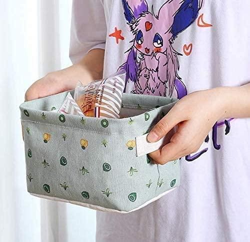 Canvas Fabric Basket with Handle (Random Prints)