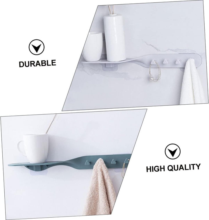 Wall-Mounted Storage Rack & Towel Holder with Ceiling Hanging Hooks - Multi-Purpose Wall Hanging Organizer