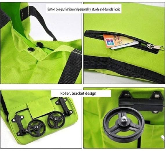 2-in-1 Folding Shopping Trolley Bag with Wheels