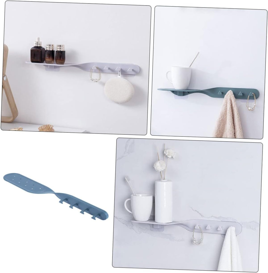 Wall-Mounted Storage Rack & Towel Holder with Ceiling Hanging Hooks - Multi-Purpose Wall Hanging Organizer