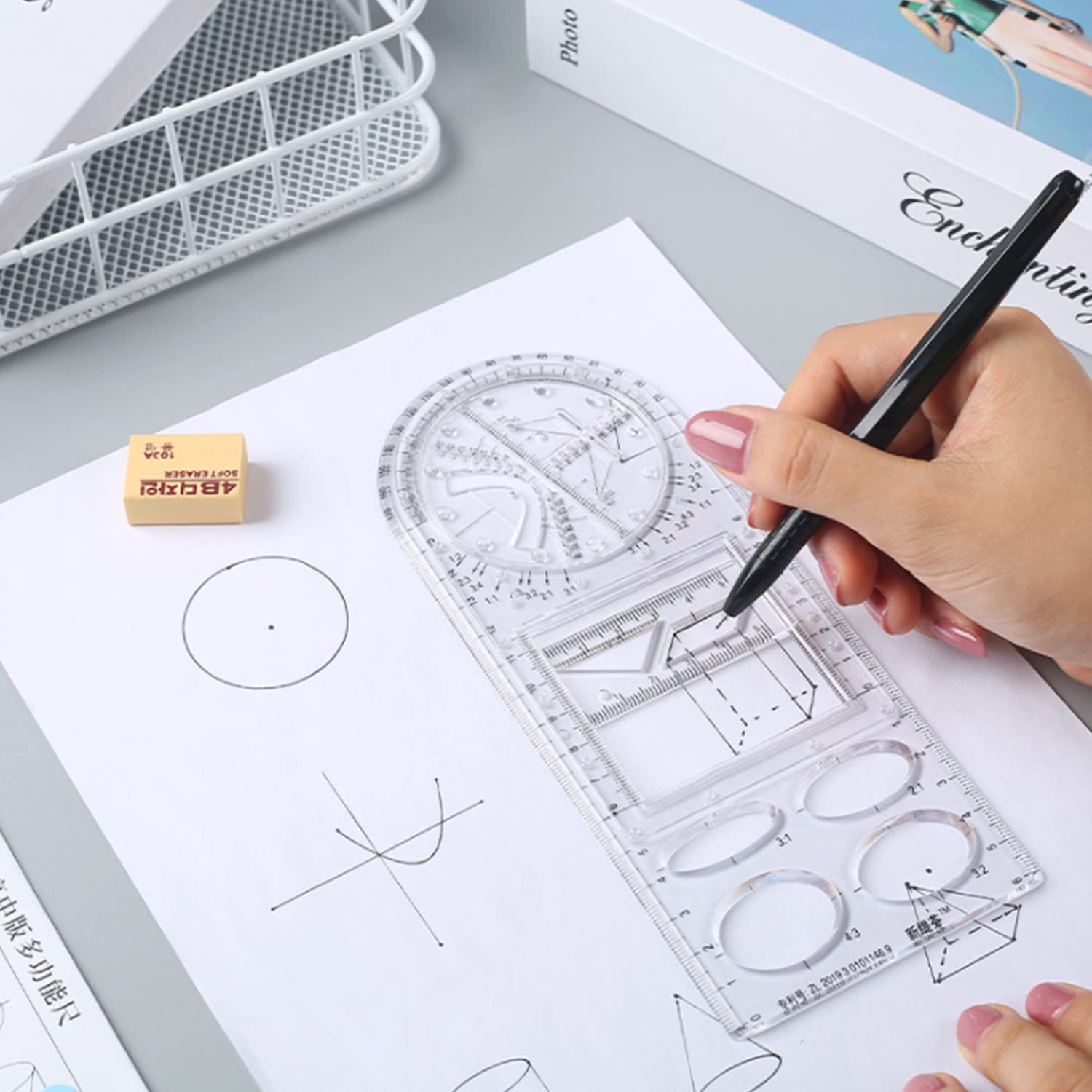 Geometry Ruler Simple Multifunctional Geometry Ruler – Ideal for Math & Craftwork – Shoppymize