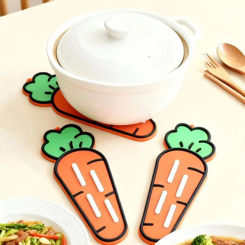 Cute Carrot Pot Lid & Sponge Holder Mat