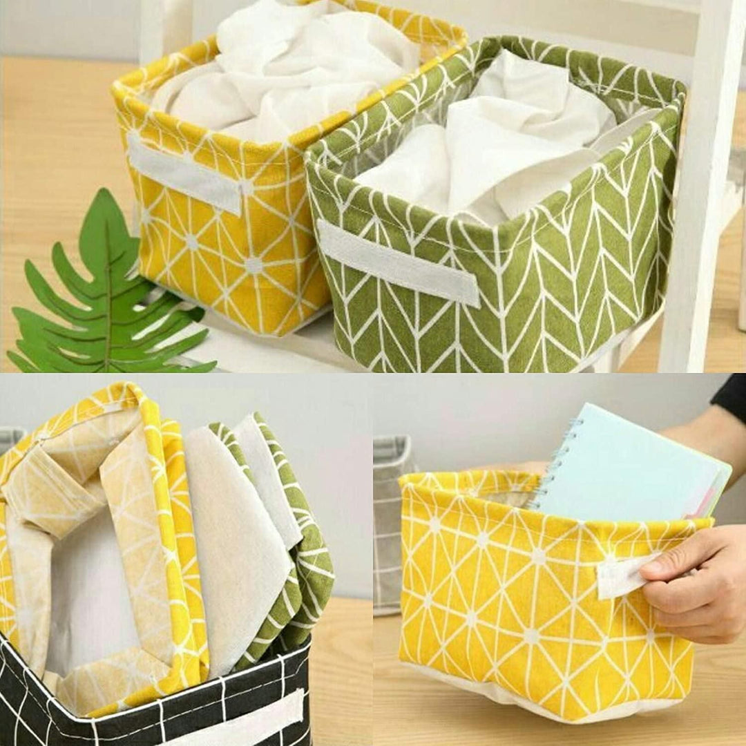 Canvas Fabric Basket with Handle (Random Prints)