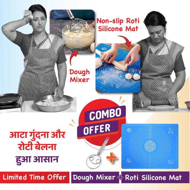 Mat For Roti Making Perfect Roti Combo : Silicone Roti Mat & Stainless Steel Atta Dough Ma ...