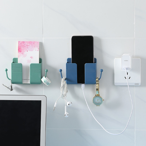 Self-Adhesive Wall-Mounted Phone Holder with Hooks