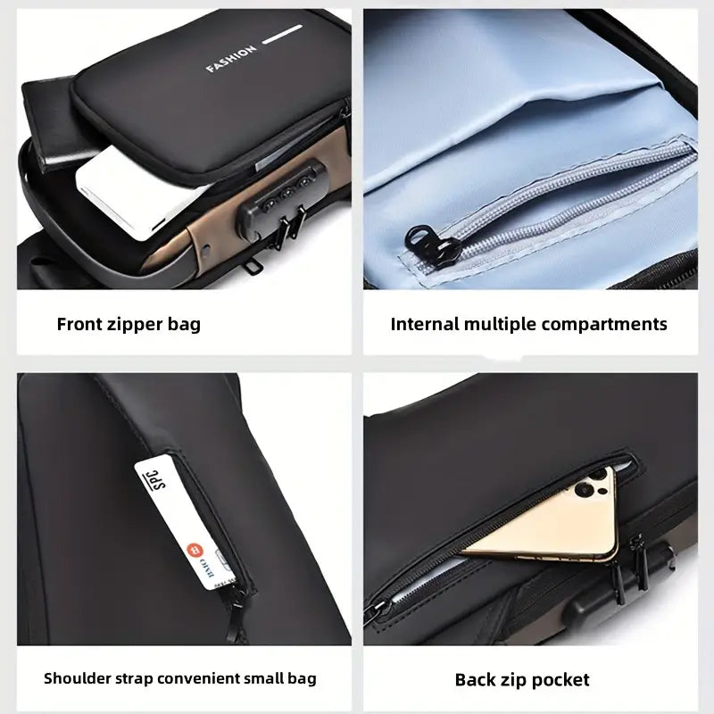Anti-Theft Crossbody Sling Bag with USB Charging
