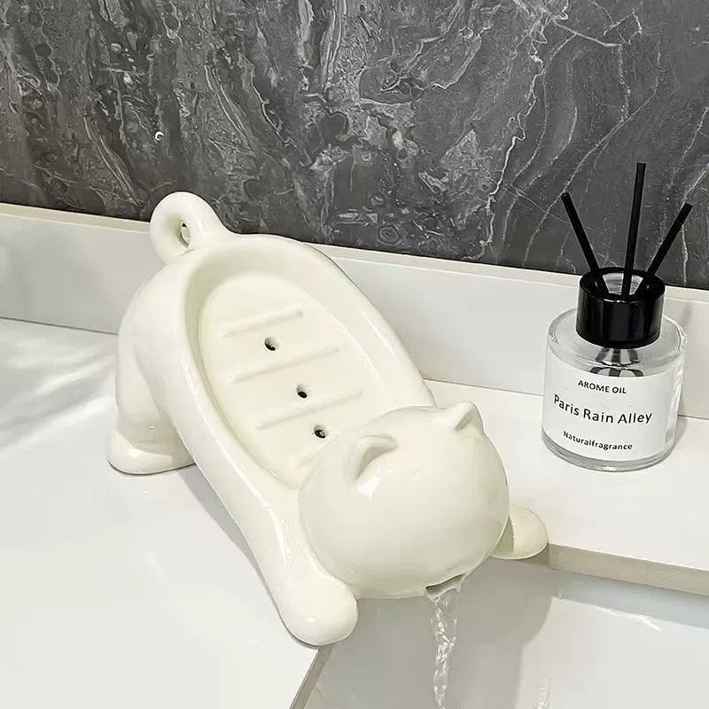 Cute Cat Soap Holder with Drainage