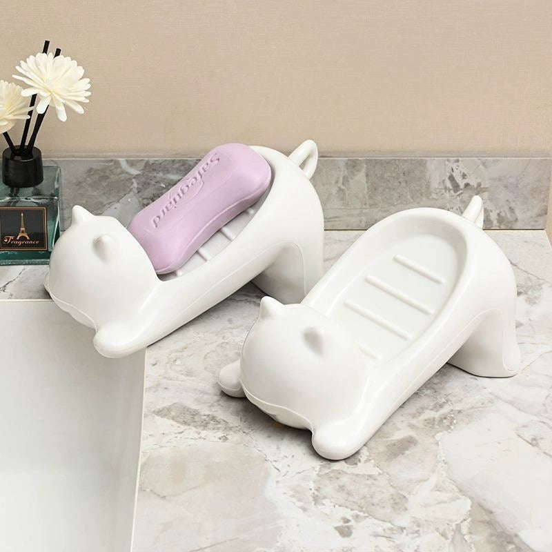 Cute Cat Soap Holder with Drainage