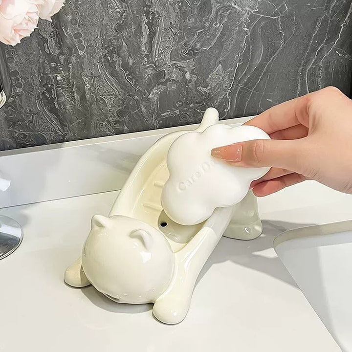 Cute Cat Soap Holder with Drainage