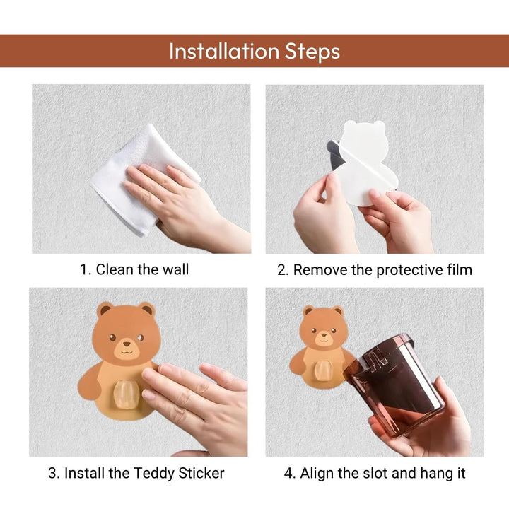 Cute Teddy Bear Kids Toothbrush Holder