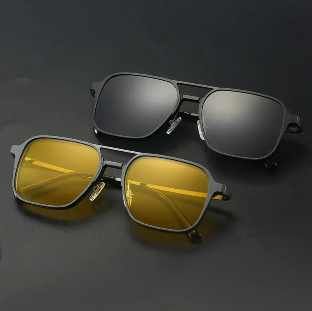 3-in-1 Magnetic Clip-On Glasses | Blue Light Blocking + Polarized + Night Vision Lenses