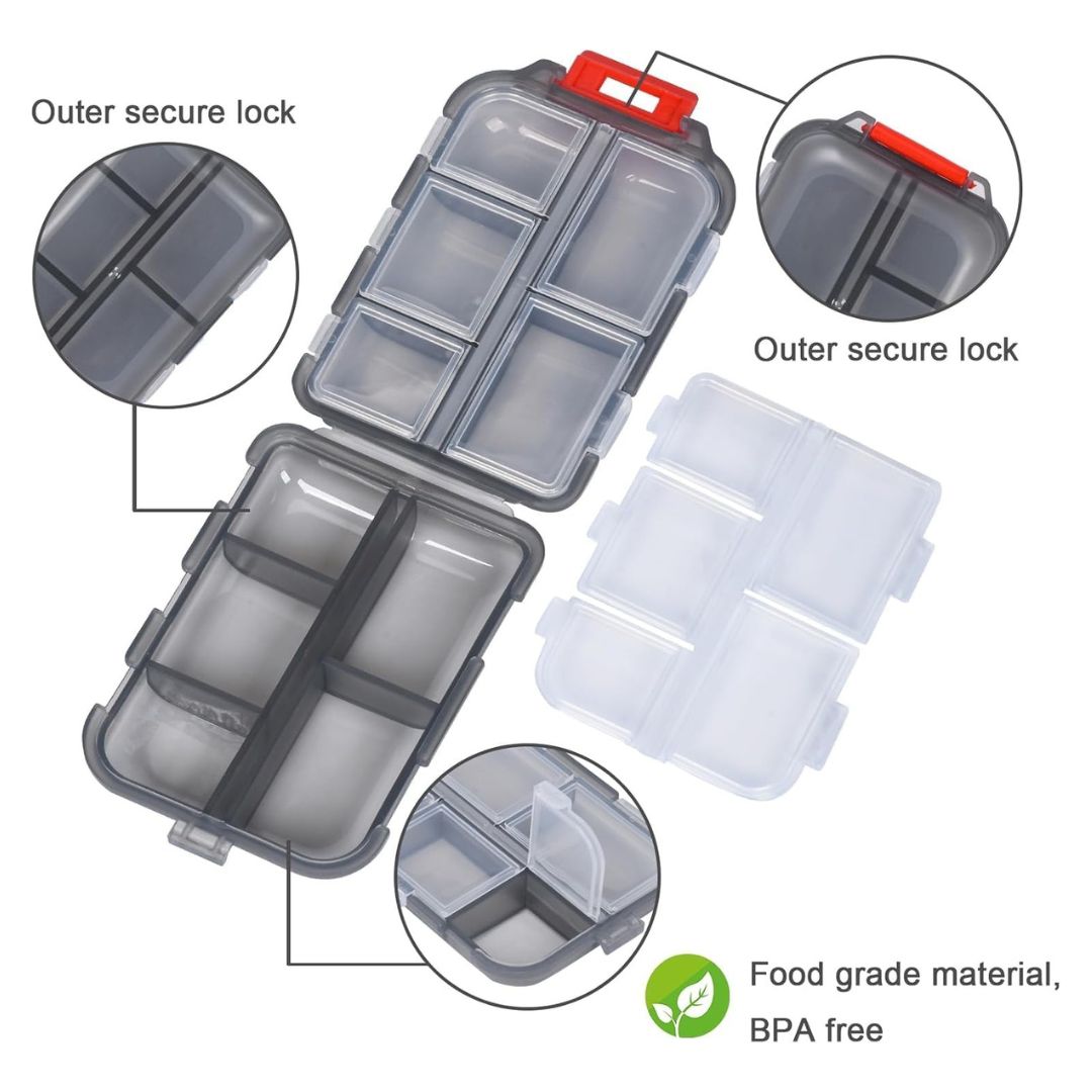 Compact Travel Pill Organizer Box