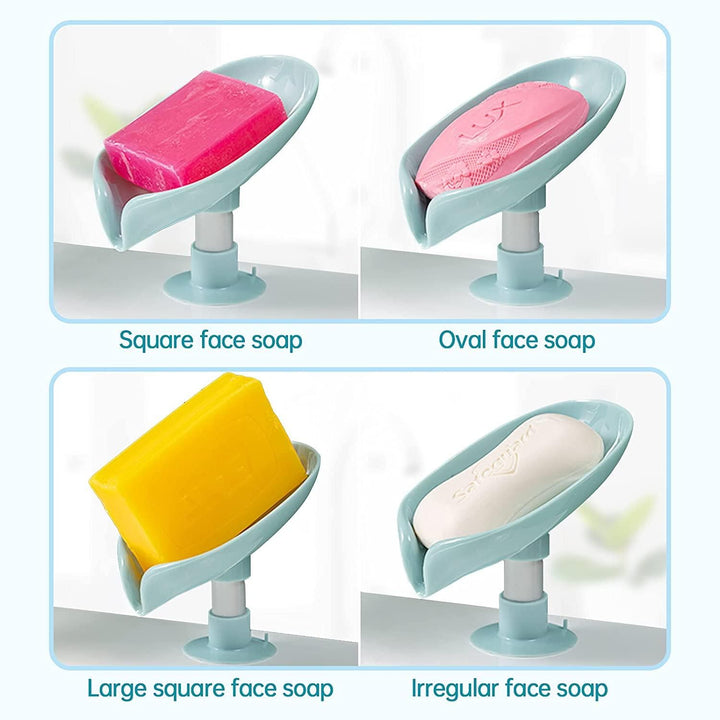 Soap Holder-Leaf Shape Self Draining Soap Holder With Suction Cup(Pack of 2)