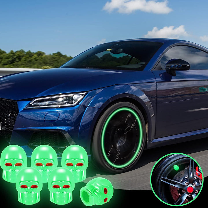 Skull Tyre Valve Caps for Car, Bike and Bicycle (4 Pieces)